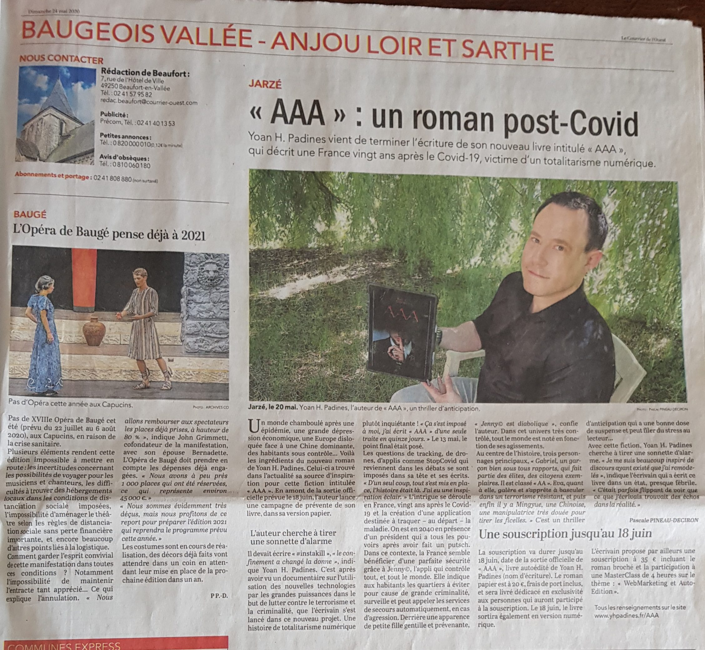 article courrier ouest AAA yoan h padines